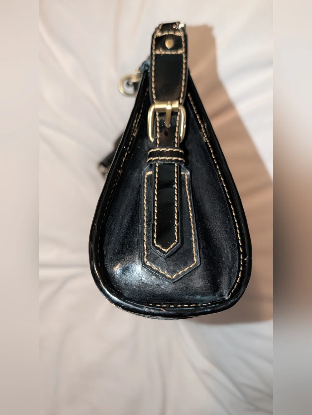 Eric Javits Squishee Metallic Baguette Shoulder Bag Black GUC
